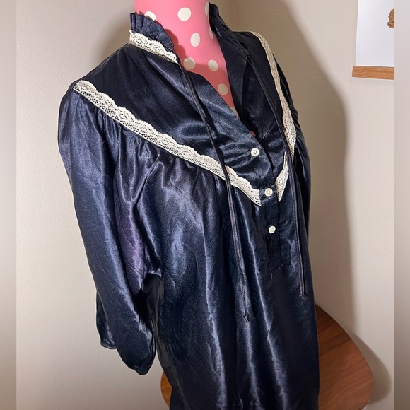 Vintage 70s Nifty California Satin Tunic Blouse - Picture 9 of 11